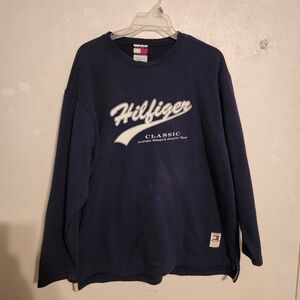 Vtg Y2K Tommy Hilfiger Crewneck Sweatshirt Womens Athletic Team Sz L (Fade Marks